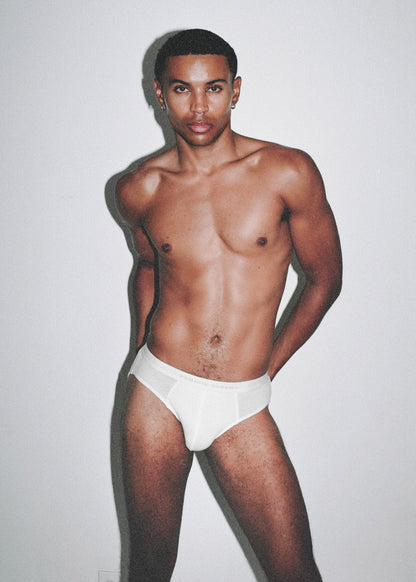 Ribbed Tencel Brief - White