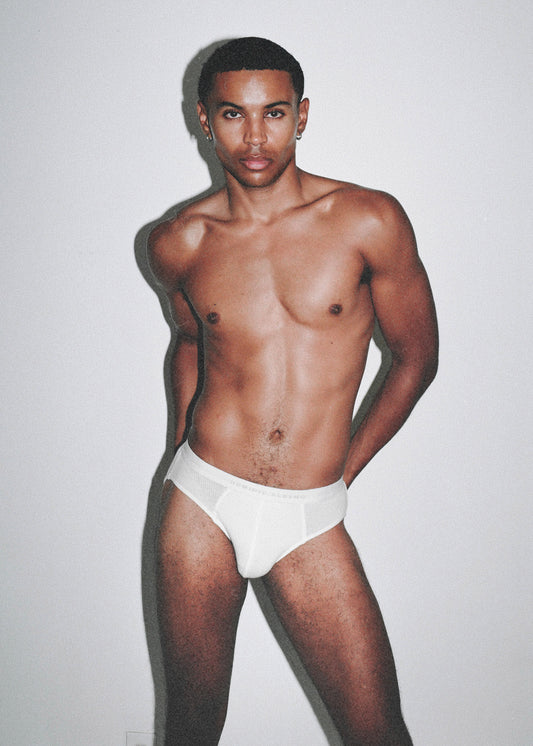 Ribbed Tencel Brief - White