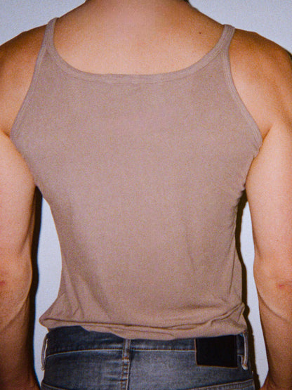 Ribbed Scoop Neck Tank - Sand