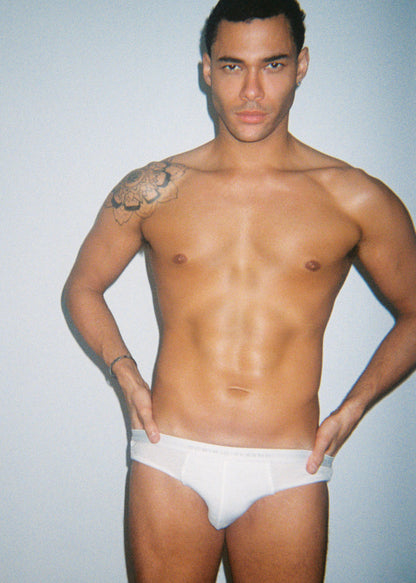 Ribbed Tencel Brief - White